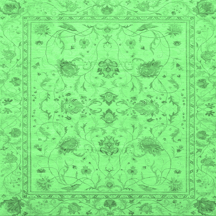 Square Oriental Emerald Green Traditional Rug, abs3874emgrn