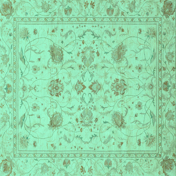 Square Oriental Turquoise Traditional Rug, abs3874turq
