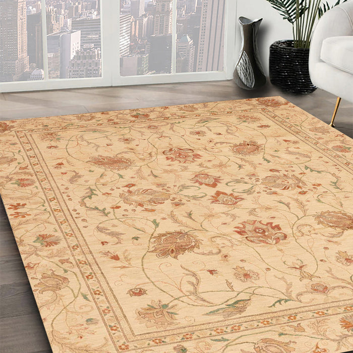 Abstract Orange Oriental Rug in Family Room, abs3874