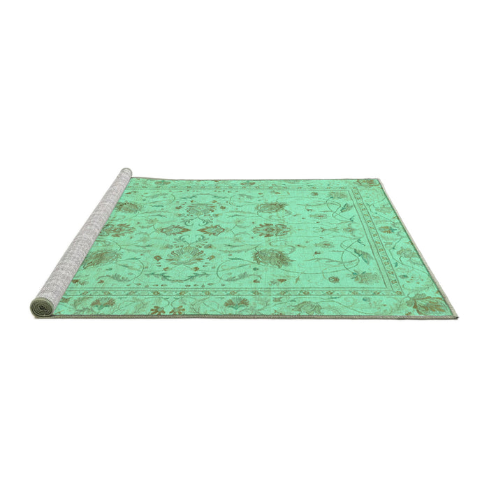 Sideview of Machine Washable Oriental Turquoise Traditional Area Rugs, wshabs3874turq