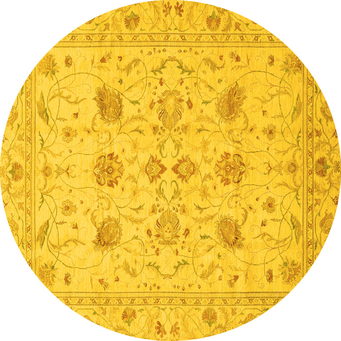Round Oriental Yellow Traditional Rug, abs3874yw