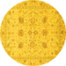 Round Oriental Yellow Traditional Rug, abs3874yw