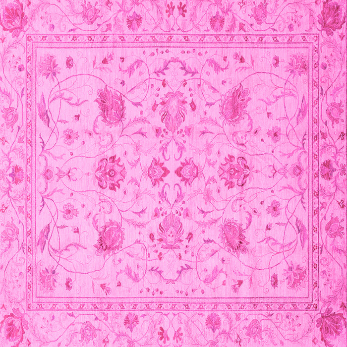 Square Machine Washable Oriental Pink Traditional Rug, wshabs3874pnk