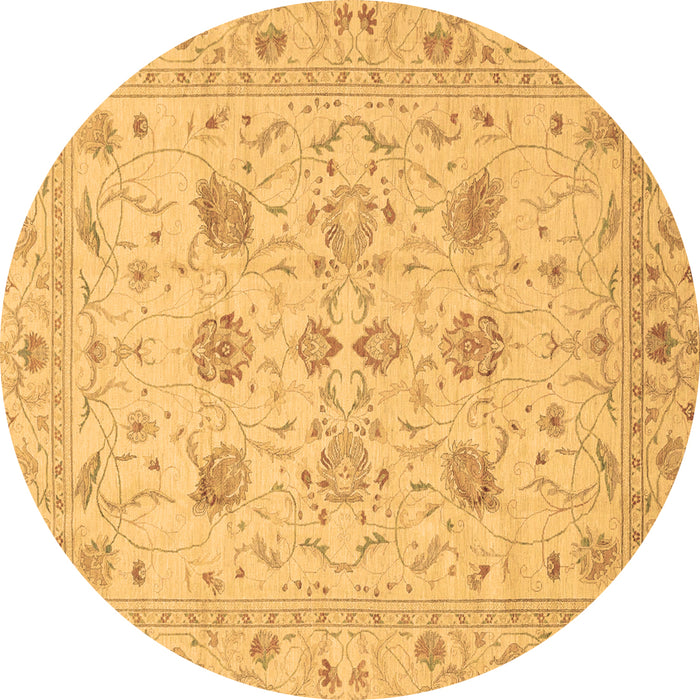 Round Machine Washable Oriental Brown Traditional Rug, wshabs3874brn
