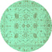 Round Oriental Turquoise Traditional Rug, abs3874turq