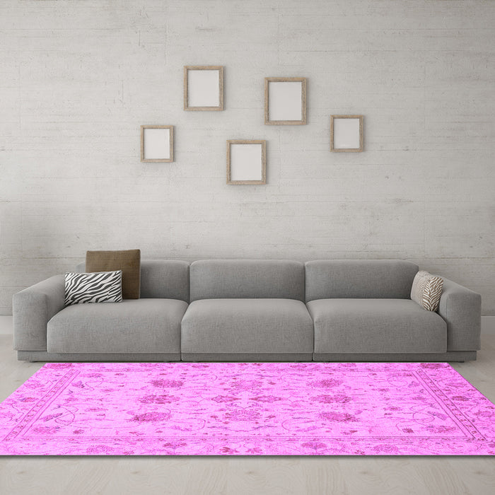 Machine Washable Oriental Purple Traditional Area Rugs in a Living Room, wshabs3874pur