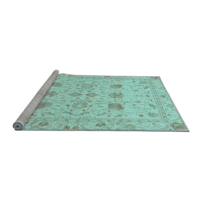 Sideview of Machine Washable Oriental Light Blue Traditional Rug, wshabs3874lblu