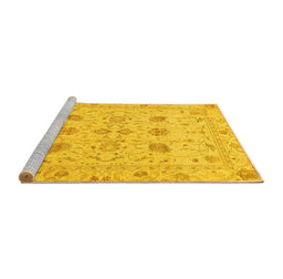 Sideview of Machine Washable Oriental Yellow Traditional Rug, wshabs3874yw