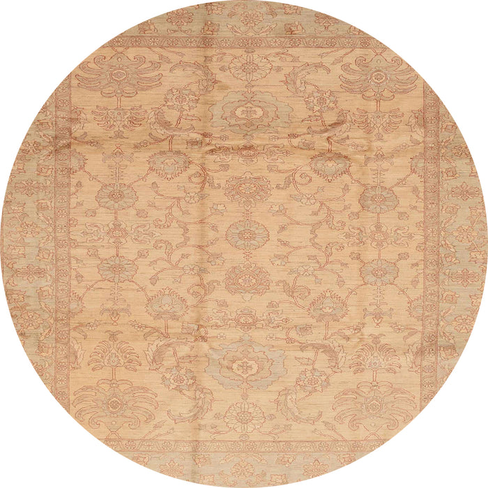 Round Abstract Mango Orange Oriental Rug, abs3875