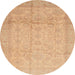 Round Abstract Mango Orange Oriental Rug, abs3875