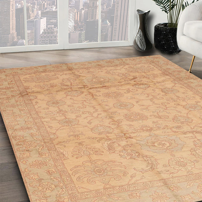 Machine Washable Abstract Mango Orange Rug in a Family Room, wshabs3875