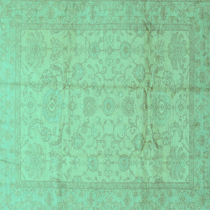 Square Machine Washable Oriental Turquoise Traditional Area Rugs, wshabs3875turq