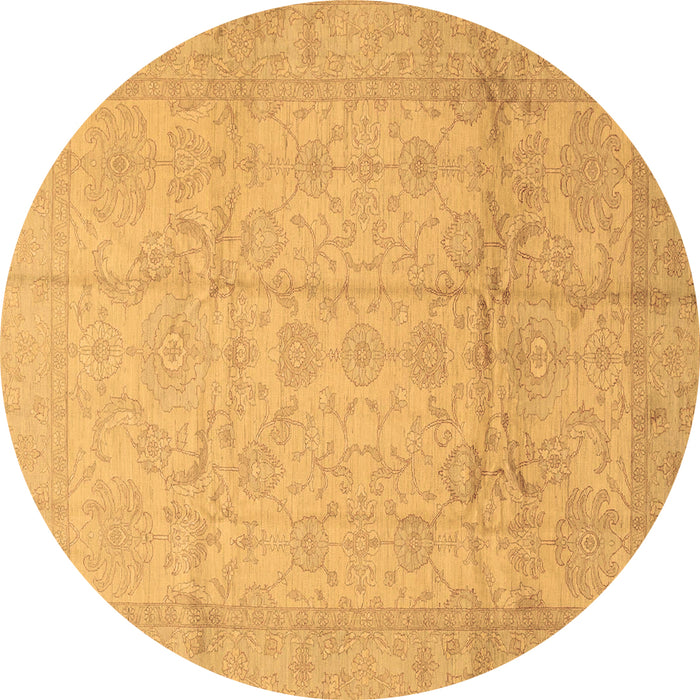 Round Machine Washable Oriental Brown Traditional Rug, wshabs3875brn
