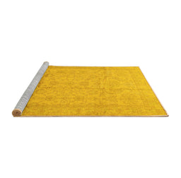 Sideview of Machine Washable Oriental Yellow Traditional Rug, wshabs3875yw