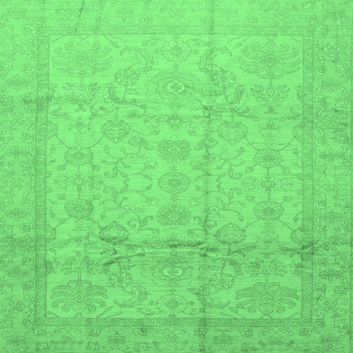 Square Machine Washable Oriental Emerald Green Traditional Area Rugs, wshabs3875emgrn