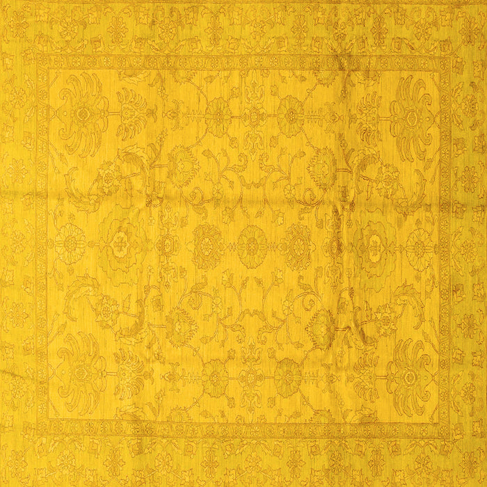 Square Machine Washable Oriental Yellow Traditional Rug, wshabs3875yw