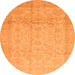 Round Machine Washable Oriental Orange Traditional Area Rugs, wshabs3875org