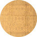 Round Oriental Brown Traditional Rug, abs3875brn