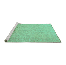 Sideview of Machine Washable Oriental Turquoise Traditional Area Rugs, wshabs3875turq