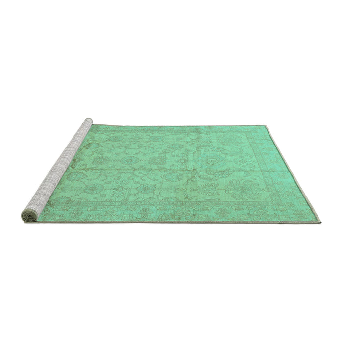 Sideview of Machine Washable Oriental Turquoise Traditional Area Rugs, wshabs3875turq
