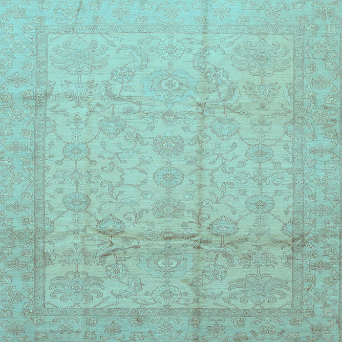 Square Machine Washable Oriental Light Blue Traditional Rug, wshabs3875lblu