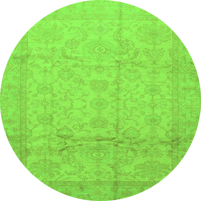 Round Oriental Green Traditional Rug, abs3875grn