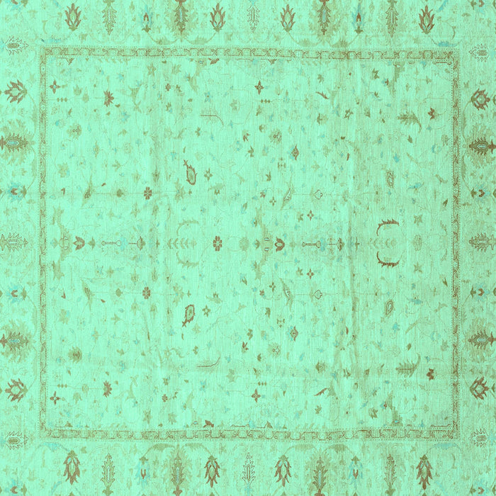 Square Machine Washable Oriental Turquoise Traditional Area Rugs, wshabs3876turq