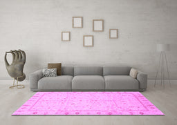 Machine Washable Oriental Purple Traditional Area Rugs in a Living Room, wshabs3876pur