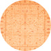 Round Machine Washable Oriental Orange Traditional Area Rugs, wshabs3876org