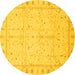 Round Oriental Yellow Traditional Rug, abs3876yw