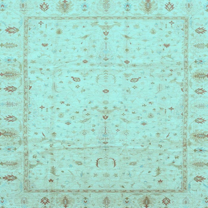 Square Machine Washable Oriental Light Blue Traditional Rug, wshabs3876lblu