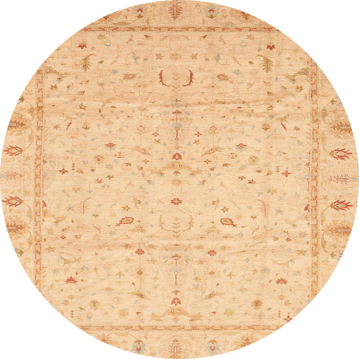 Round Machine Washable Abstract Orange Rug, wshabs3876