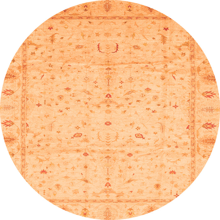 Round Oriental Orange Traditional Rug, abs3876org