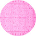 Round Oriental Pink Traditional Rug, abs3876pnk