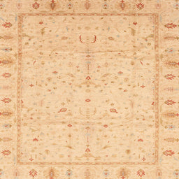 Square Abstract Orange Oriental Rug, abs3876