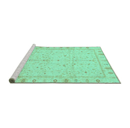 Sideview of Machine Washable Oriental Turquoise Traditional Area Rugs, wshabs3876turq