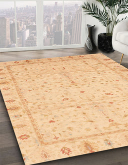 Machine Washable Abstract Orange Rug in a Family Room, wshabs3876