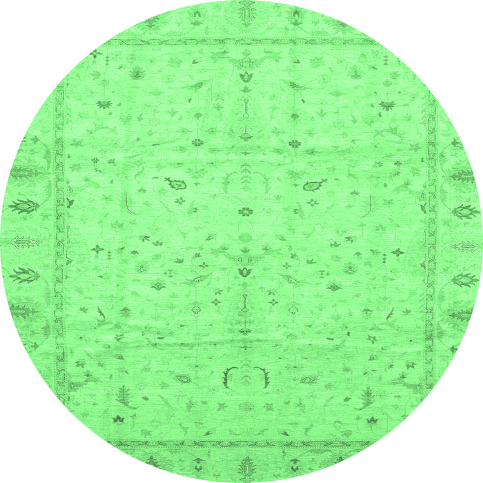 Round Oriental Emerald Green Traditional Rug, abs3876emgrn