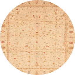 Round Abstract Orange Oriental Rug, abs3876