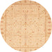 Round Abstract Orange Oriental Rug, abs3876