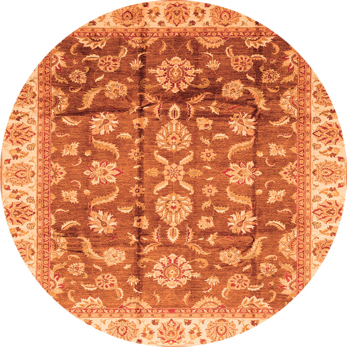 Round Oriental Orange Traditional Rug, abs3877org