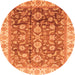 Round Oriental Orange Traditional Rug, abs3877org