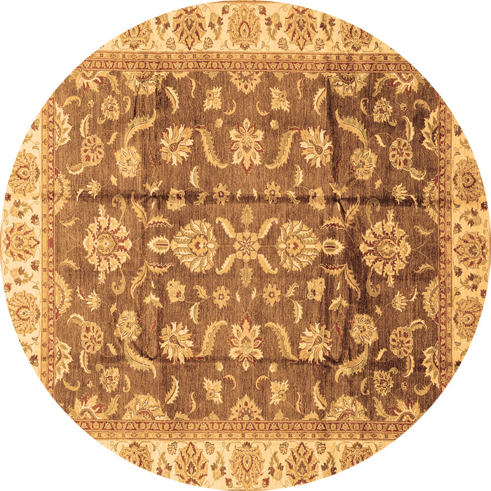 Round Oriental Brown Traditional Rug, abs3877brn