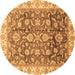 Round Oriental Brown Traditional Rug, abs3877brn