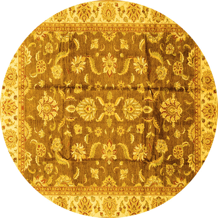 Round Oriental Yellow Traditional Rug, abs3877yw