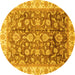 Round Oriental Yellow Traditional Rug, abs3877yw