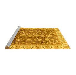 Sideview of Machine Washable Oriental Yellow Traditional Rug, wshabs3877yw