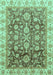 Machine Washable Oriental Turquoise Traditional Area Rugs, wshabs3877turq