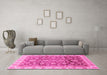 Machine Washable Oriental Pink Traditional Rug in a Living Room, wshabs3877pnk