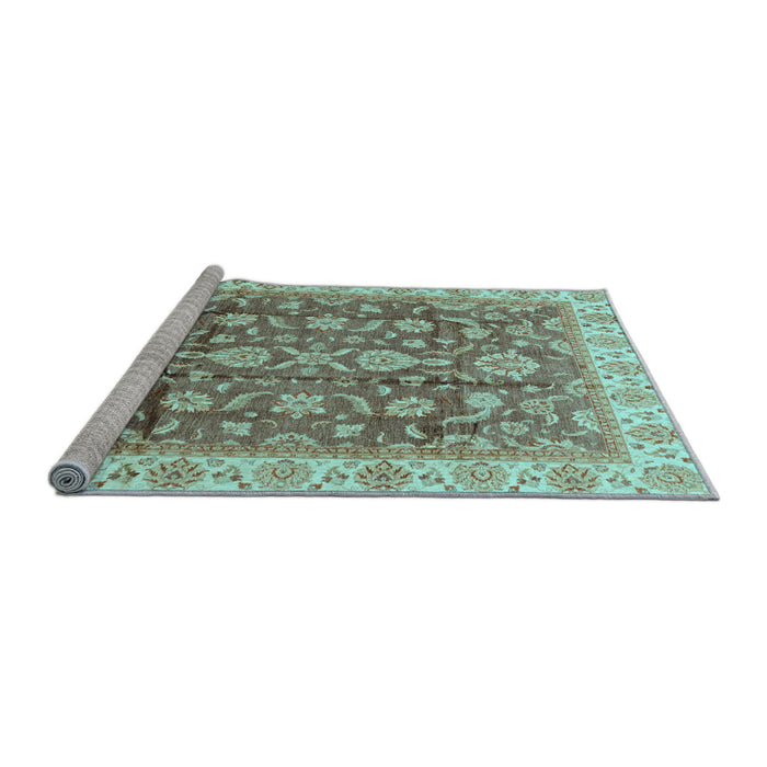 Sideview of Machine Washable Oriental Light Blue Traditional Rug, wshabs3877lblu